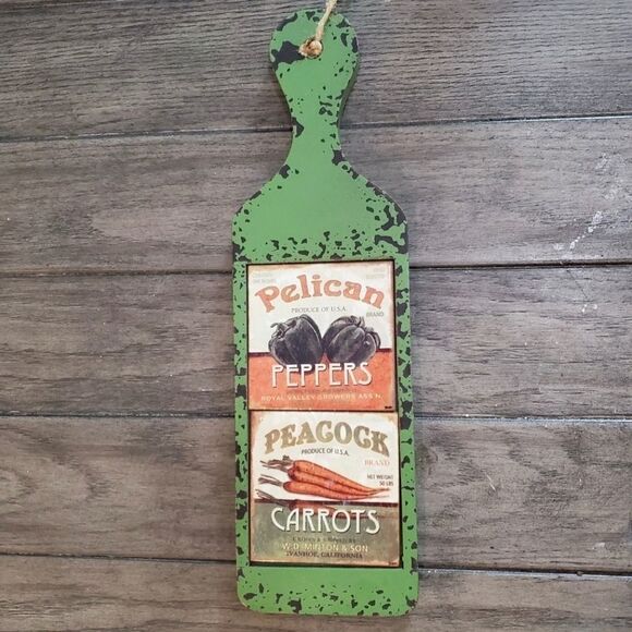 Wooden kitchen decor by Debbie DeWitt 20 LX 5 5w in green distresses wood paddle - Picture 1 of 11